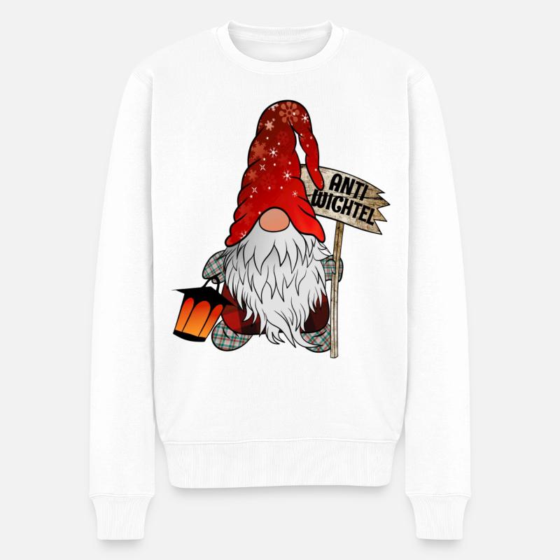 Anti Wichtel Weihnachts Zwerg - Männer Premium Bio Pullover - Weiß