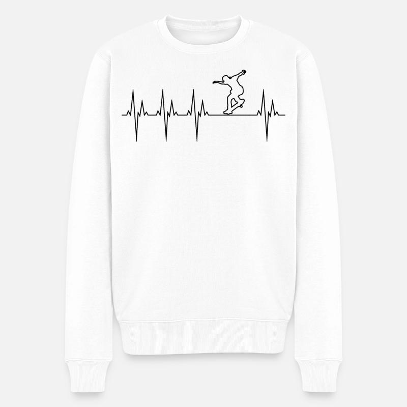 Skateboard électrocardiogramme ECG Skate Board - Pull Premium bio Homme - blanc