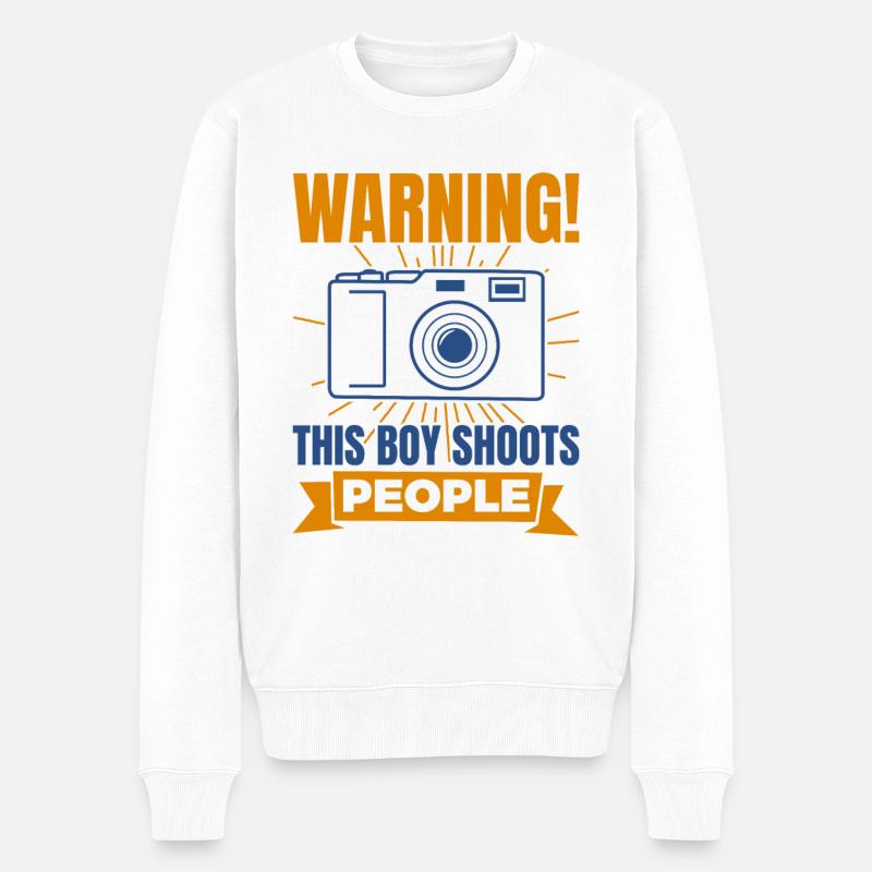 Kamera Junge - Männer Premium Bio Pullover - Weiß