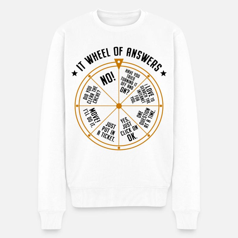 Support informatique Roue de la fortune Service Desk IT Helpdesk Nerd - Pull Premium bio Homme - blanc