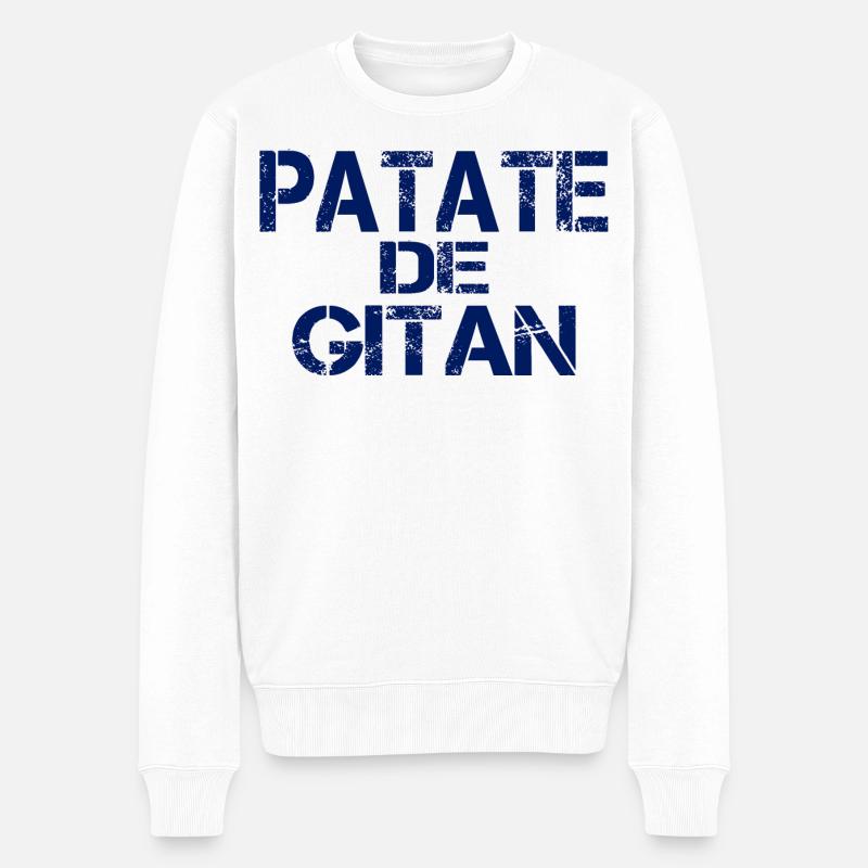 Patate GITAN bleu - Pull Premium bio Homme - blanc