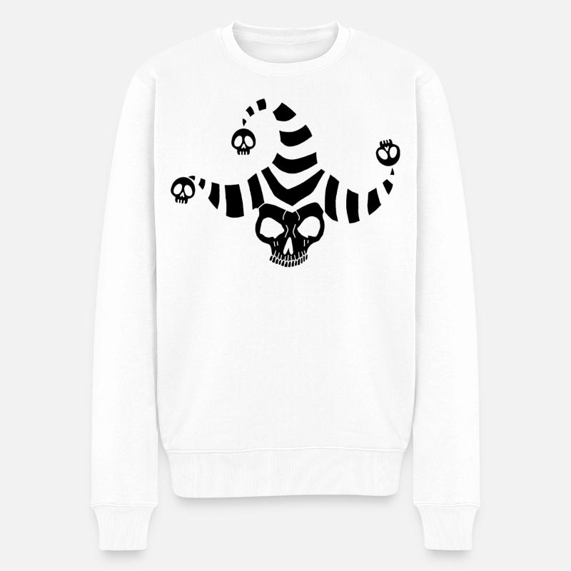 Schwarzer Goblin Schädel - Männer Premium Bio Pullover - Weiß