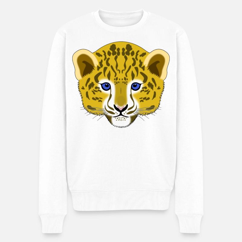 Panther Leopard Jaguar Baby Kopf - Männer Premium Bio Pullover - Weiß