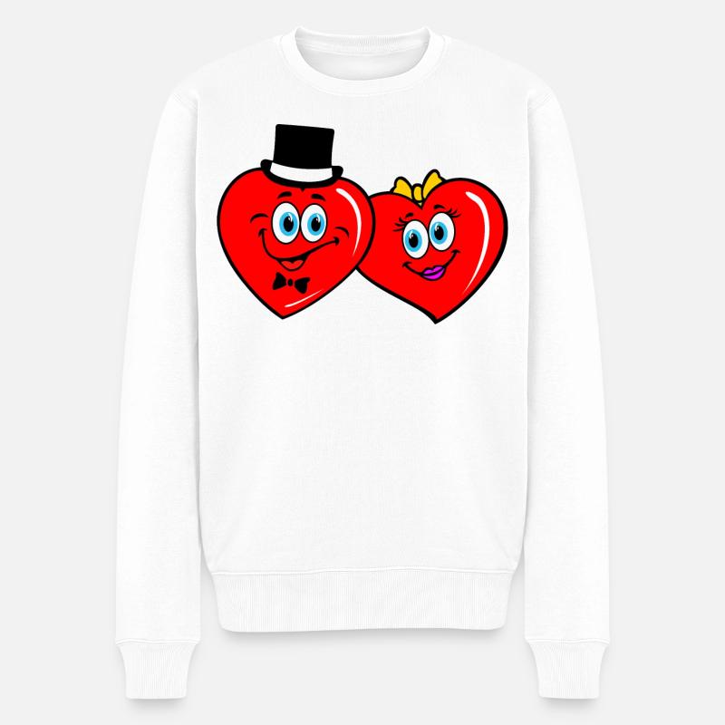 Charismatische Paarherzen - Männer Premium Bio Pullover - Weiß