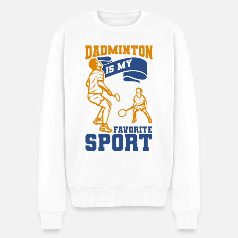Badminton Vater - Männer Premium Bio Pullover - Weiß