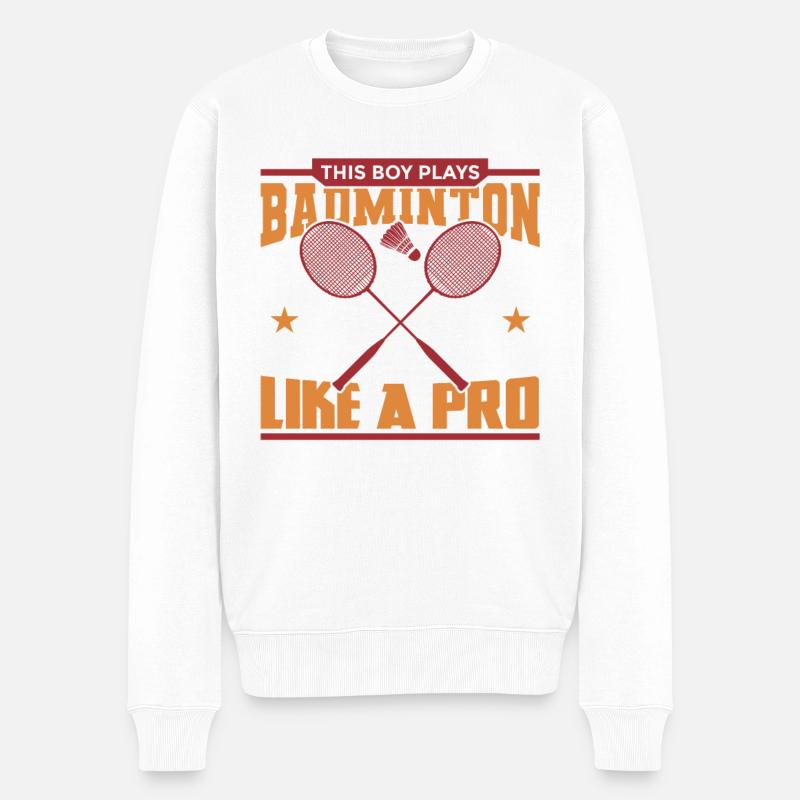 Badminton Junge - Männer Premium Bio Pullover - Weiß