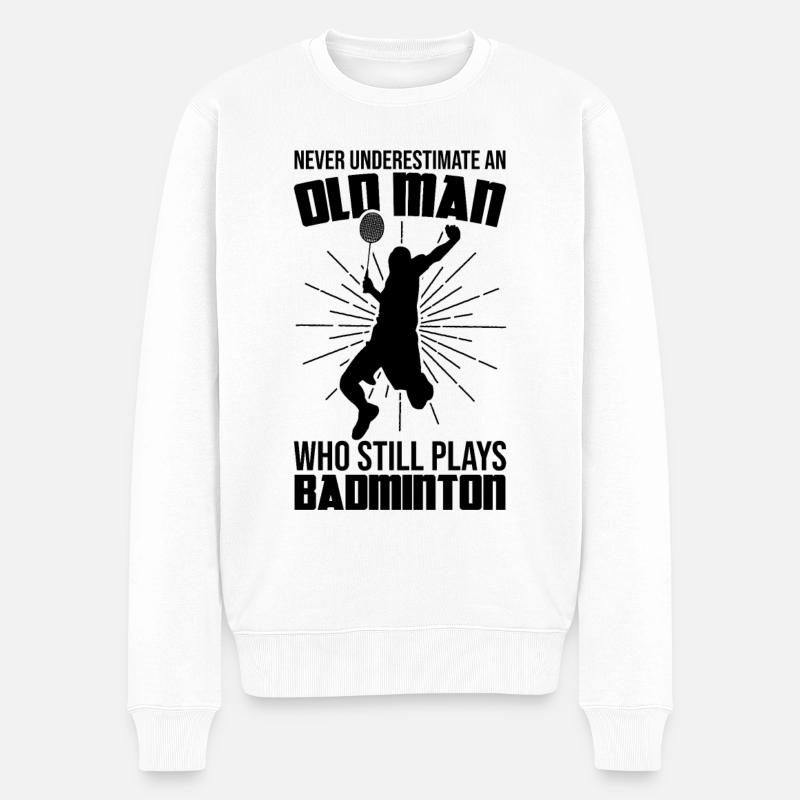 Alter Badmintonspieler - Männer Premium Bio Pullover - Weiß
