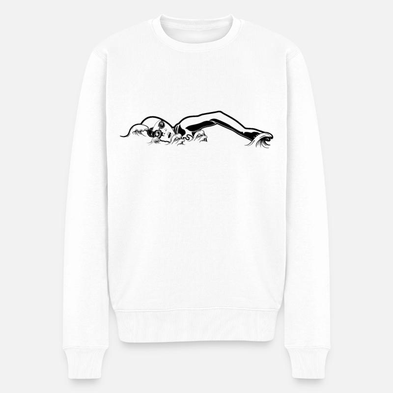 Schwimmer Skizze - Männer Premium Bio Pullover - Weiß