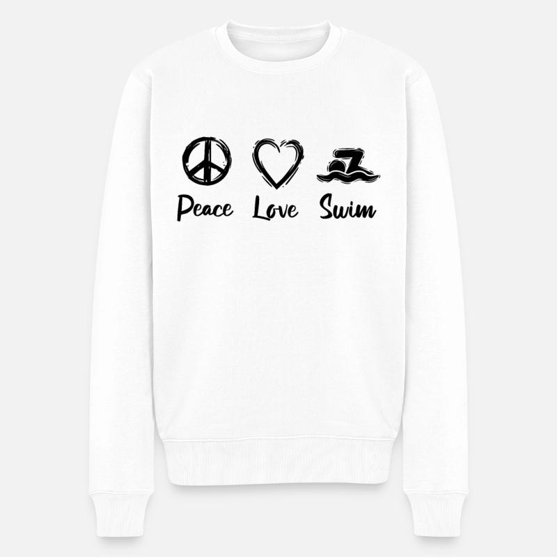 Ich liebe Schwimmen - Männer Premium Bio Pullover - Weiß