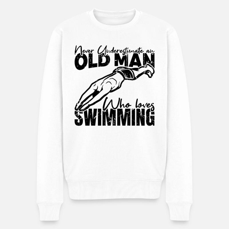 Schwimmer Opa - Männer Premium Bio Pullover - Weiß
