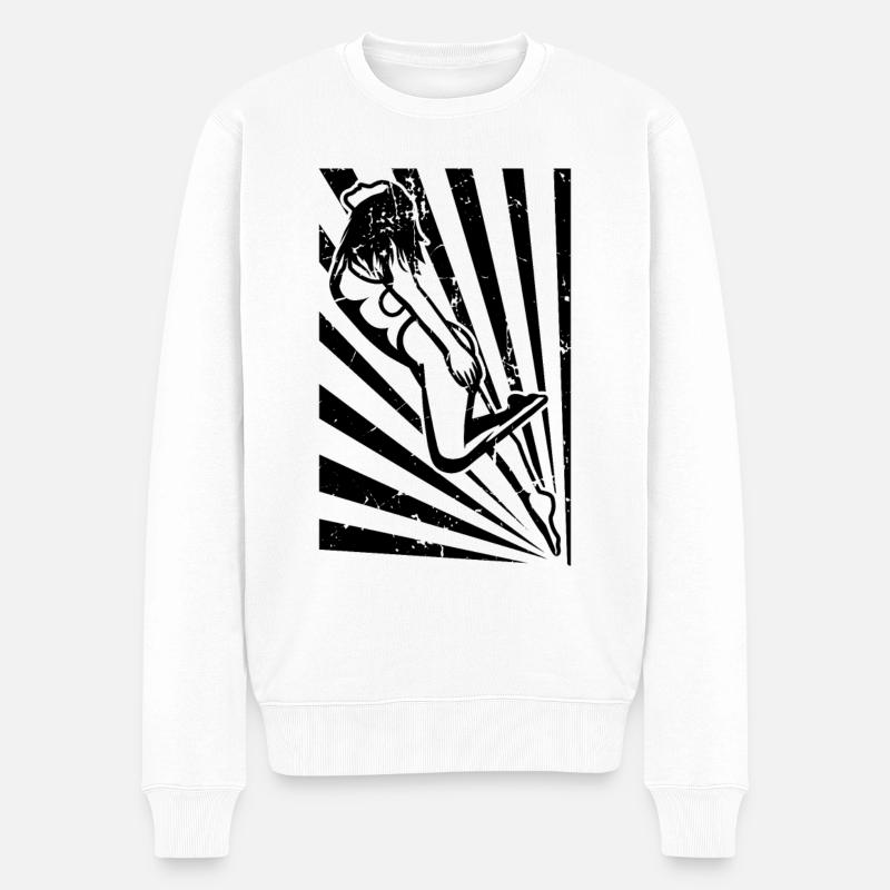Schwimmerin - Männer Premium Bio Pullover - Weiß