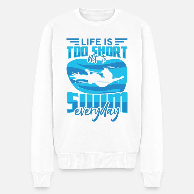 Drôle de citation de natation - Pull Premium bio Homme - blanc