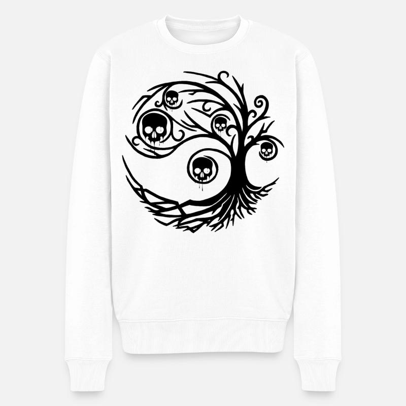 Arbre noir aux crânes - Pull Premium bio Homme - blanc