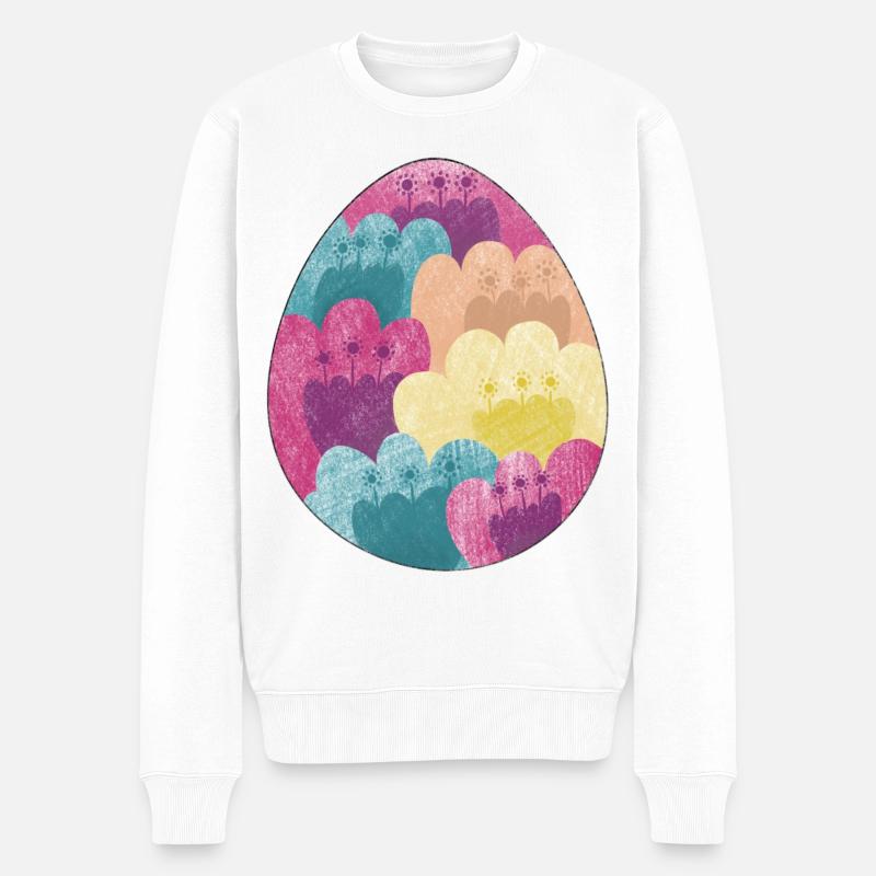 Colorful Easter egg with flower pattern - Men's Premium Organic Jumper - white
