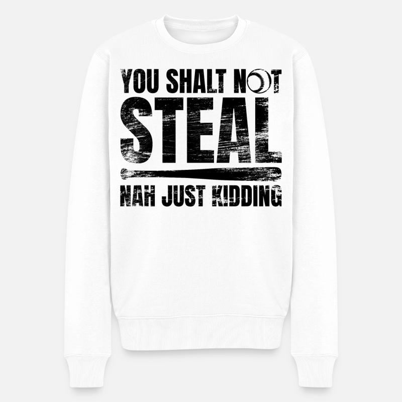 Baseball Du sollst nicht stehlen - Männer Premium Bio Pullover - Weiß