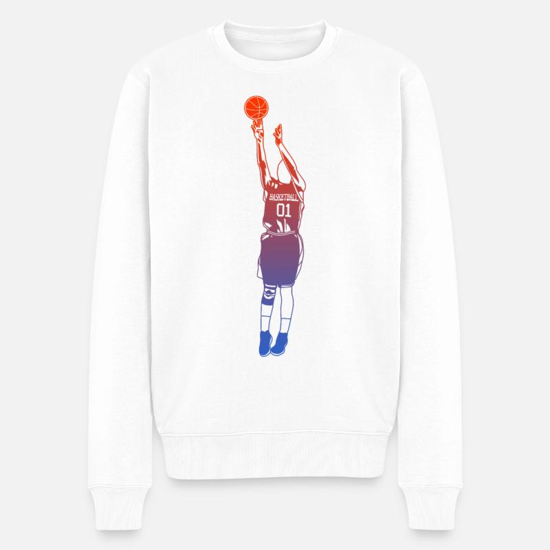 Basketball Dunk - Männer Premium Bio Pullover - Weiß
