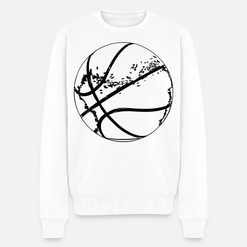 Basketball Zeichnung - Männer Premium Bio Pullover - Weiß