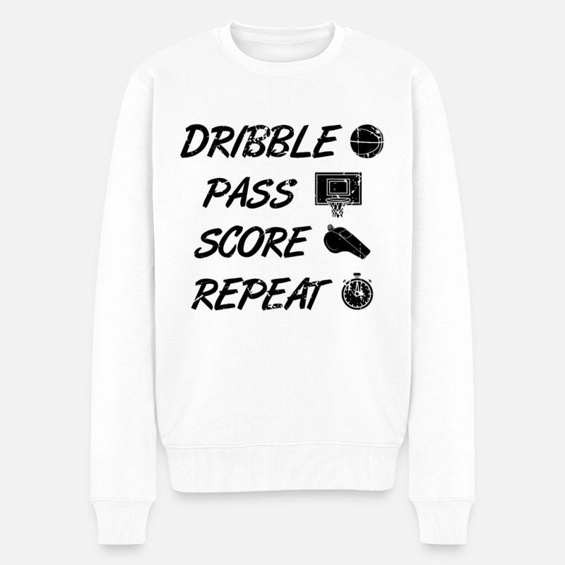 Dribble points de passe répétitifs - Pull Premium bio Homme - blanc