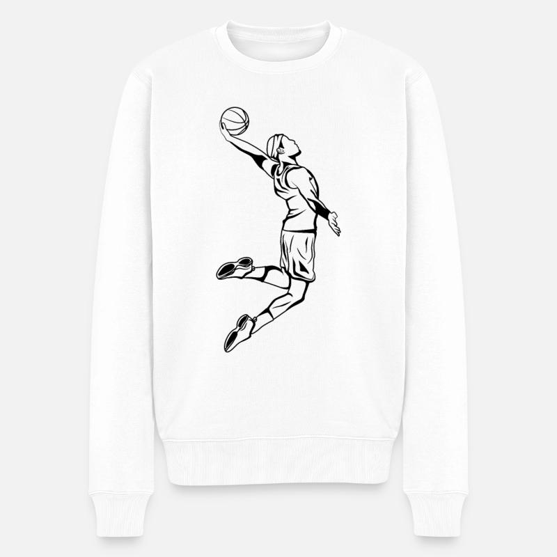 Basketball Dunk - Männer Premium Bio Pullover - Weiß