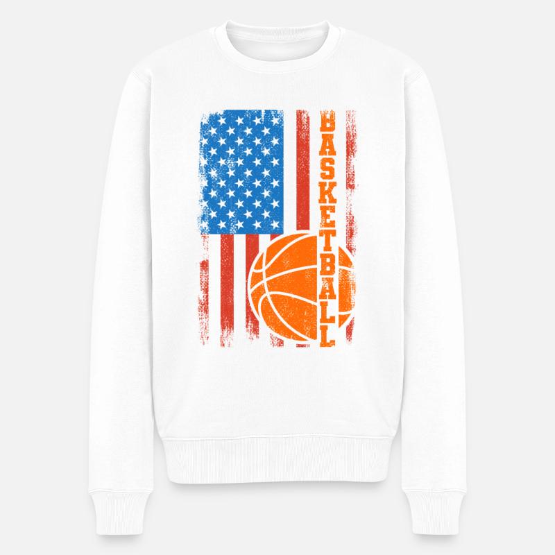 Basketball USA Flagge - Männer Premium Bio Pullover - Weiß