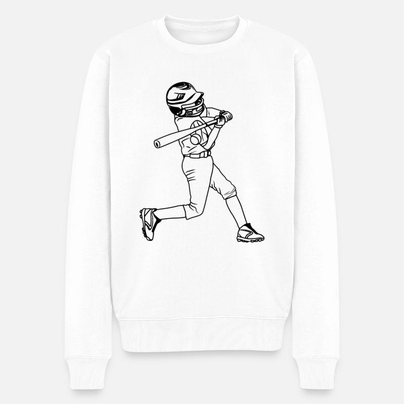 Baseballspieler Junge - Männer Premium Bio Pullover - Weiß