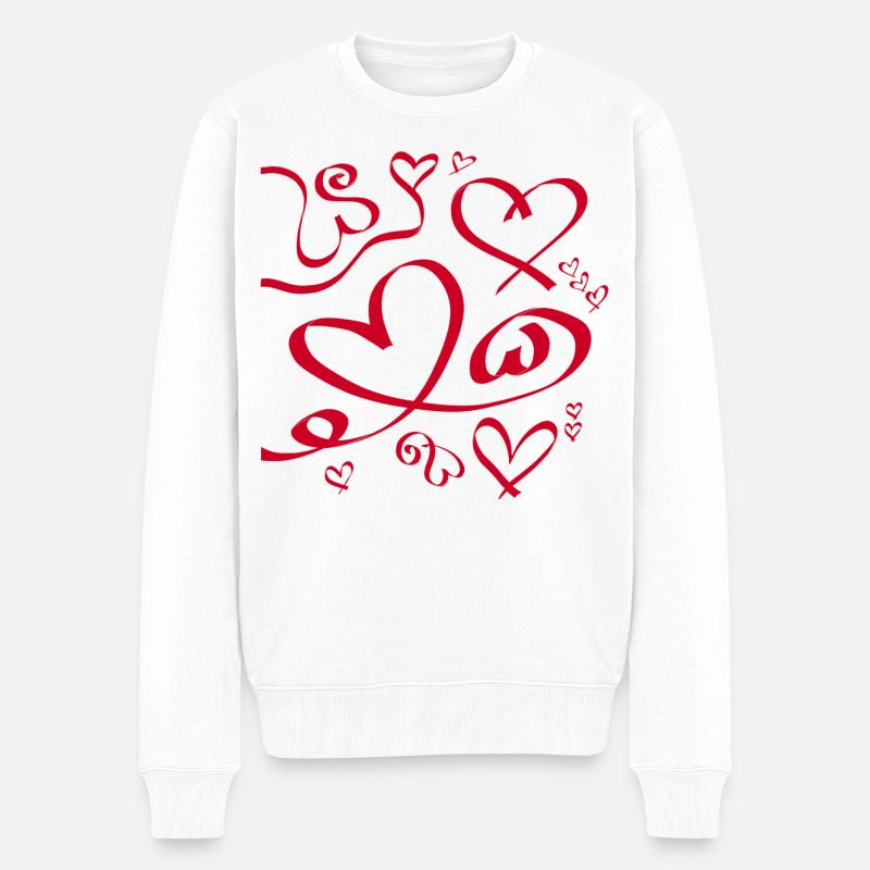 Herz Herz Herz - Männer Premium Bio Pullover - Weiß
