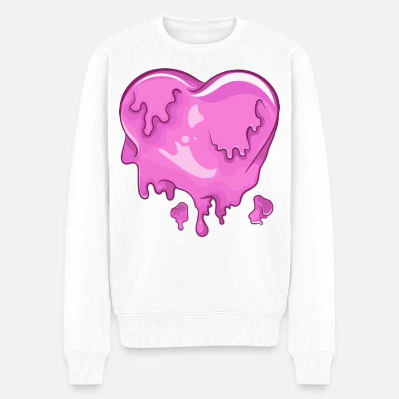 geschmolzenes Herz - Männer Premium Bio Pullover - Weiß