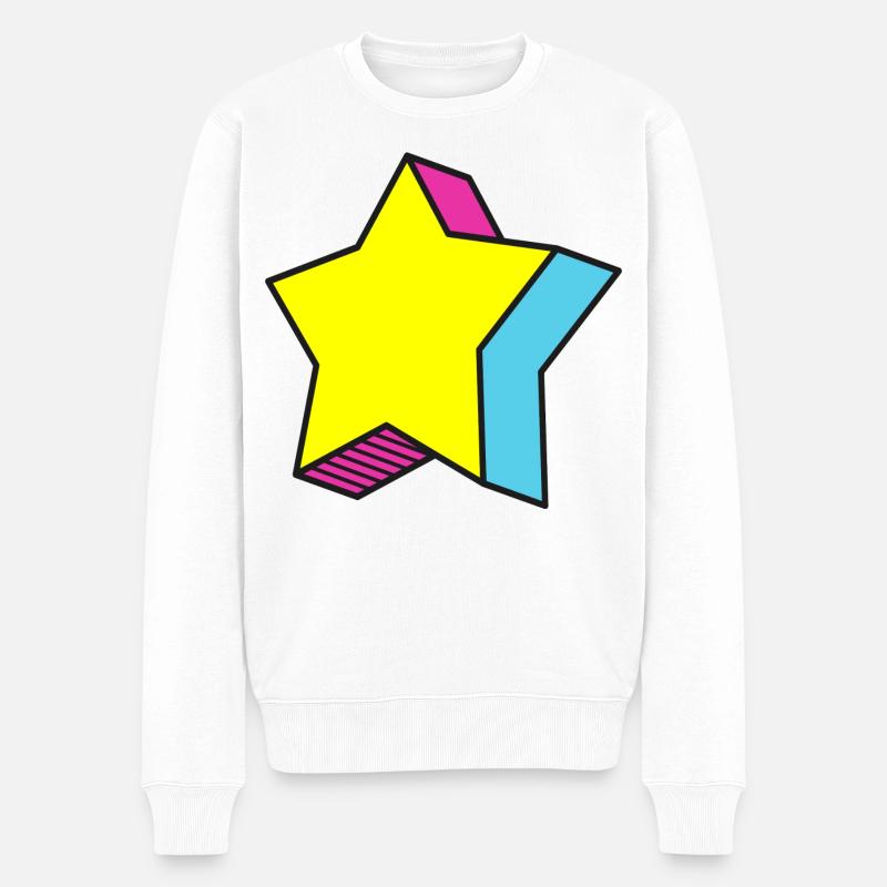 Star Stern - Männer Premium Bio Pullover - Weiß