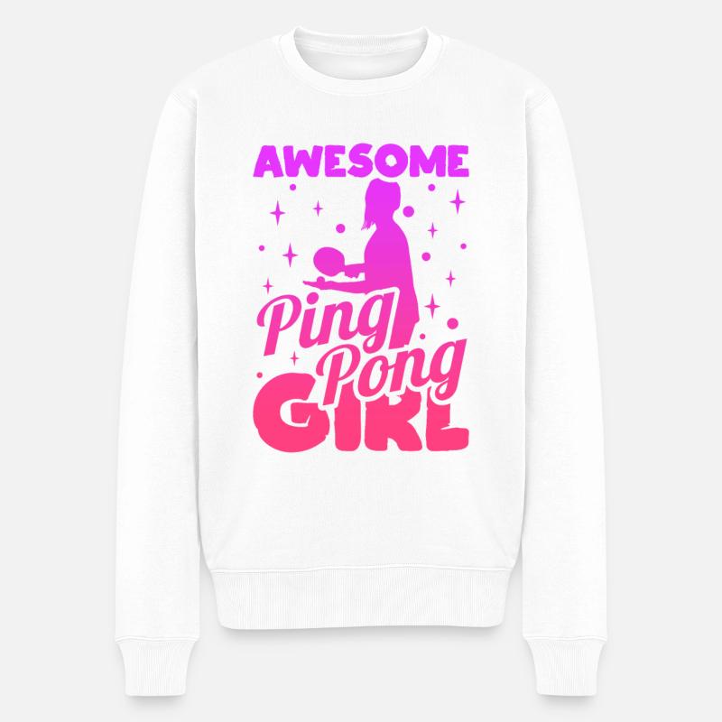 Awesome Ping Pong Girl - Männer Premium Bio Pullover - Weiß