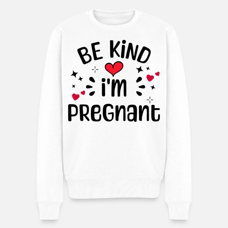 Herz Schwangerschaft Schwanger Statement Mutter - Männer Premium Bio Pullover - Weiß
