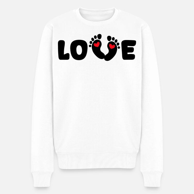 Enceinte Coeur Bébé Pieds Grossesse Mère - Pull Premium bio Homme - blanc