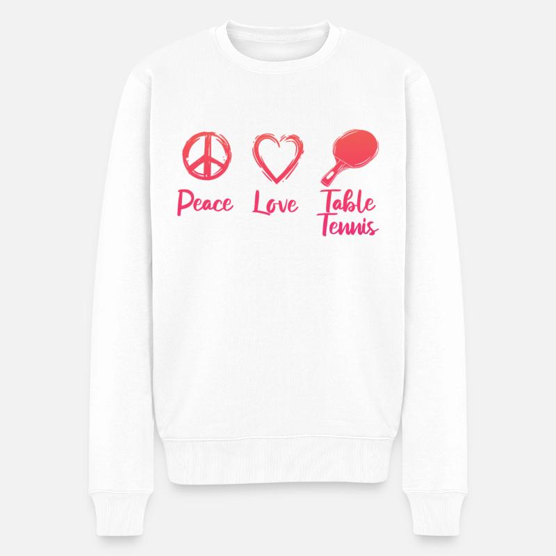 Frieden Liebe Tischtennis - Männer Premium Bio Pullover - Weiß