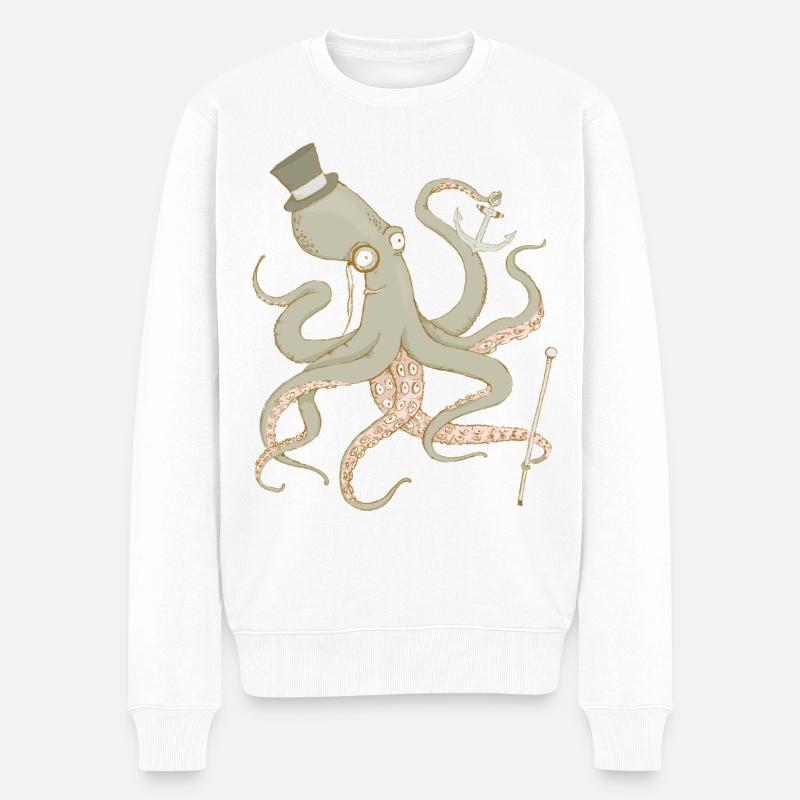 Krake - Männer Premium Bio Pullover - Weiß