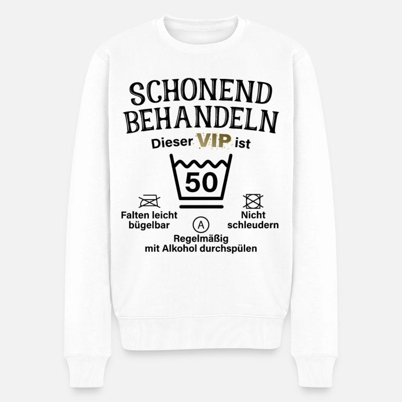 50. Geburtstag Schonend Behandeln 50 VIP ist 50 - Männer Premium Bio Pullover - Weiß