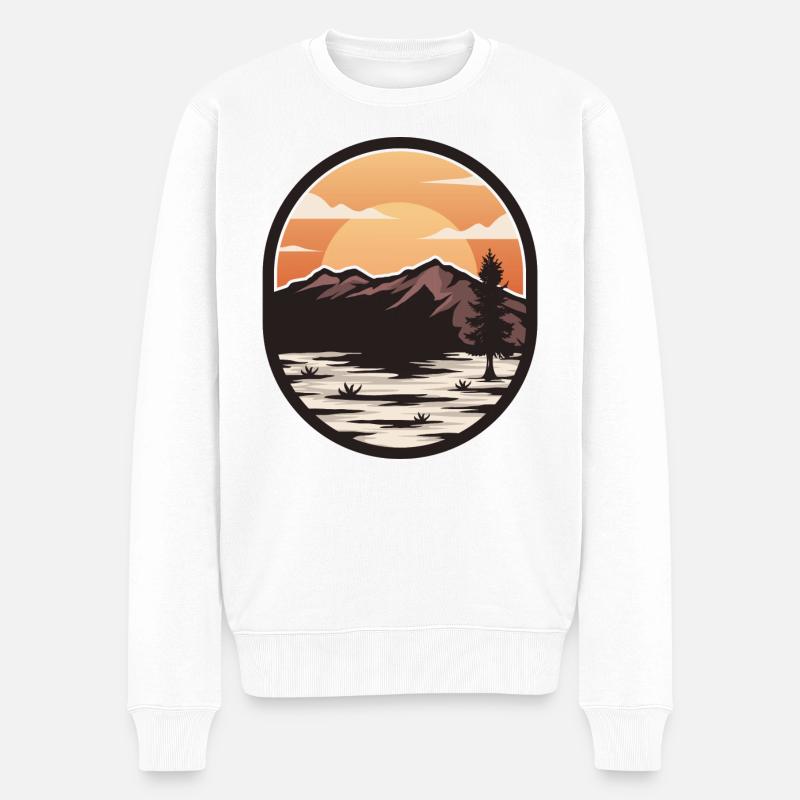 Sonnenaufgang in den Bergen - Männer Premium Bio Pullover - Weiß