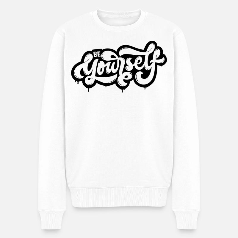 be yourself - Männer Premium Bio Pullover - Weiß