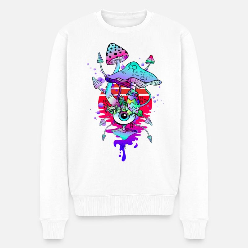 Champignons Magiques Champignons Psychédéliques - Pull Premium bio Homme - blanc
