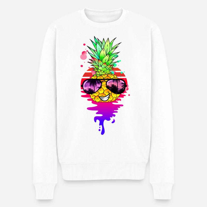 Drôle d’ananas rétro - Pull Premium bio Homme - blanc