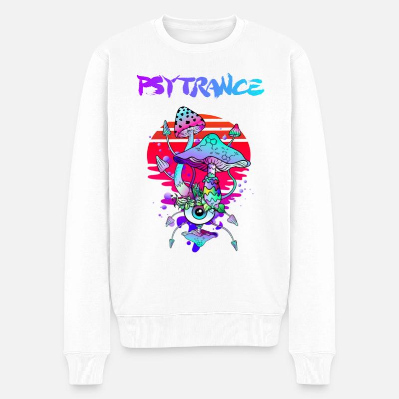 Psytrance Psychedelische Zauberpilze - Männer Premium Bio Pullover - Weiß