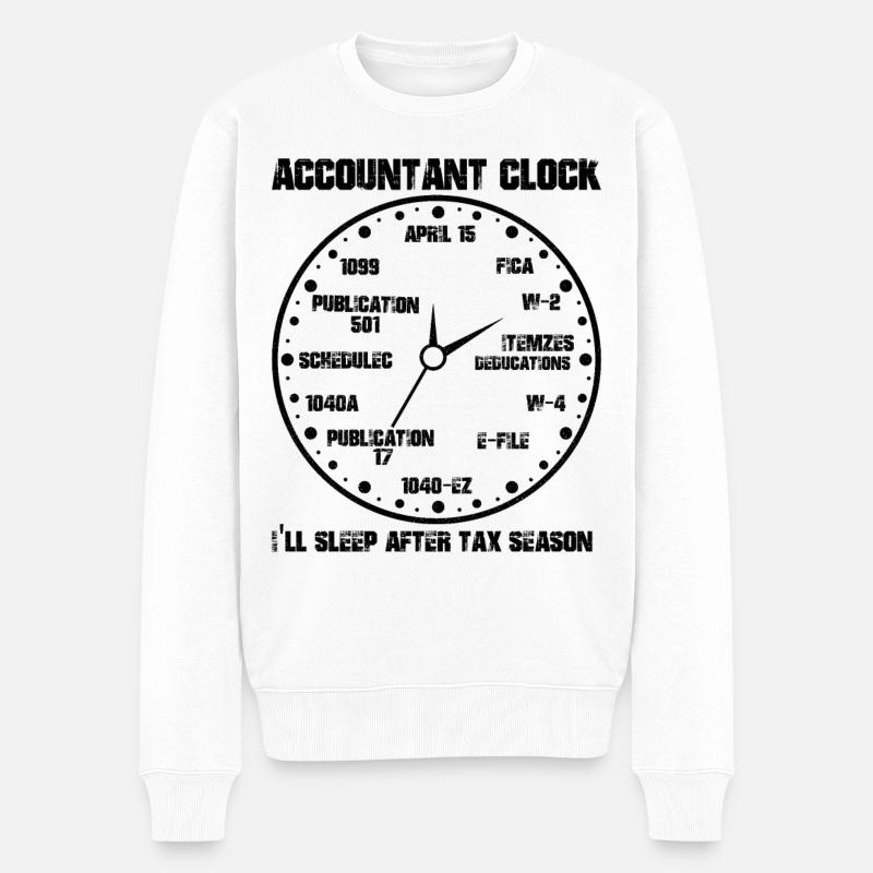 Drôle d’horloge comptable CPA Comptabilité - Pull Premium bio Homme - blanc