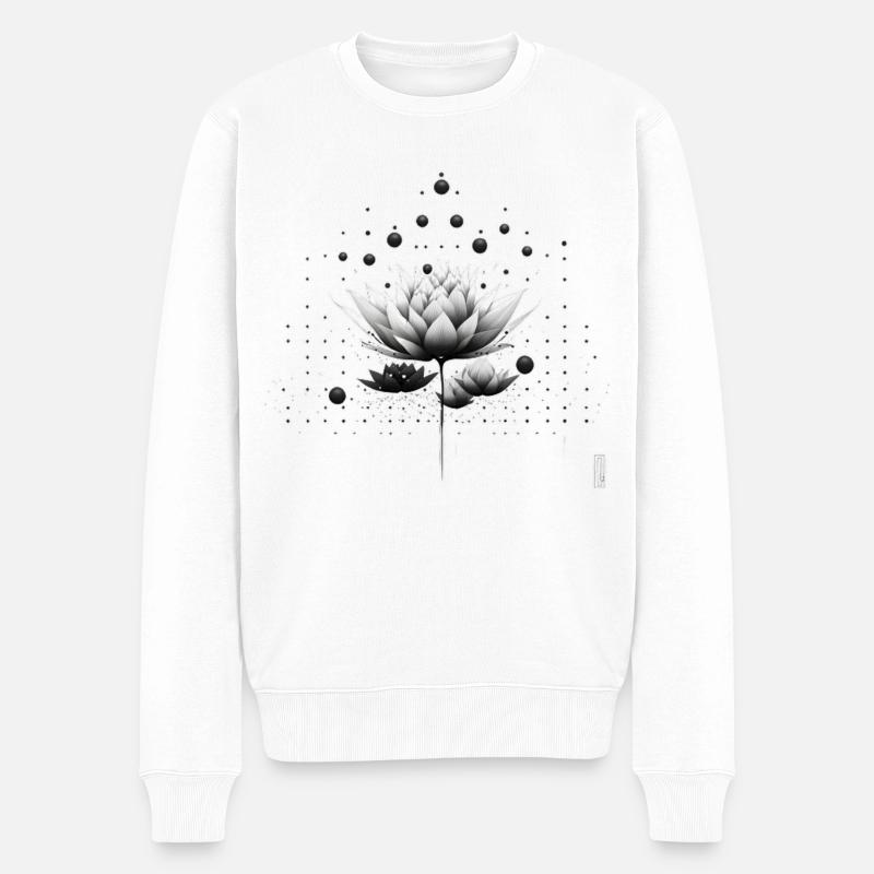 Conception de la nébuleuse du lotus en noir et blanc - Pull Premium bio Homme - blanc