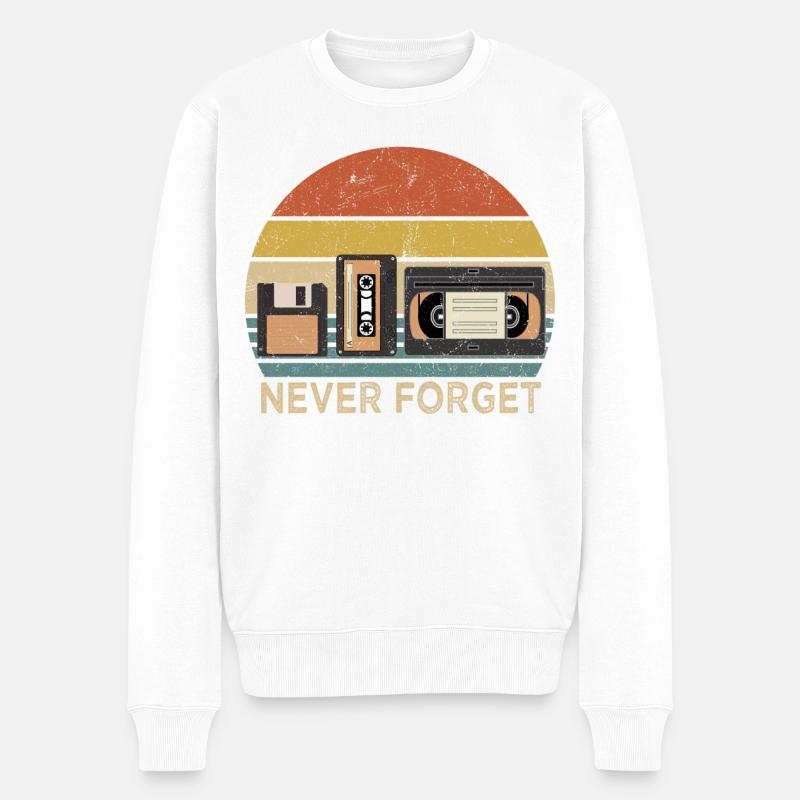 Cassette rétro : n’oubliez jamais le design - Pull Premium bio Homme - blanc