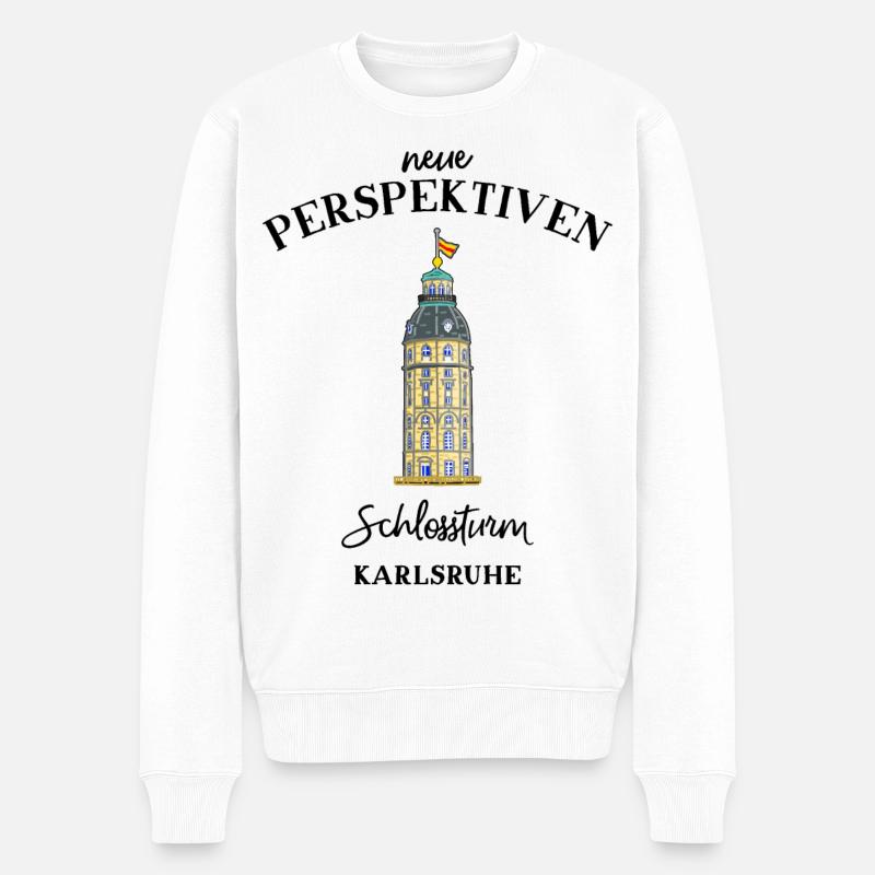 Karlsruhe Schlossturm, Baden-Württemberg - Männer Premium Bio Pullover - Weiß