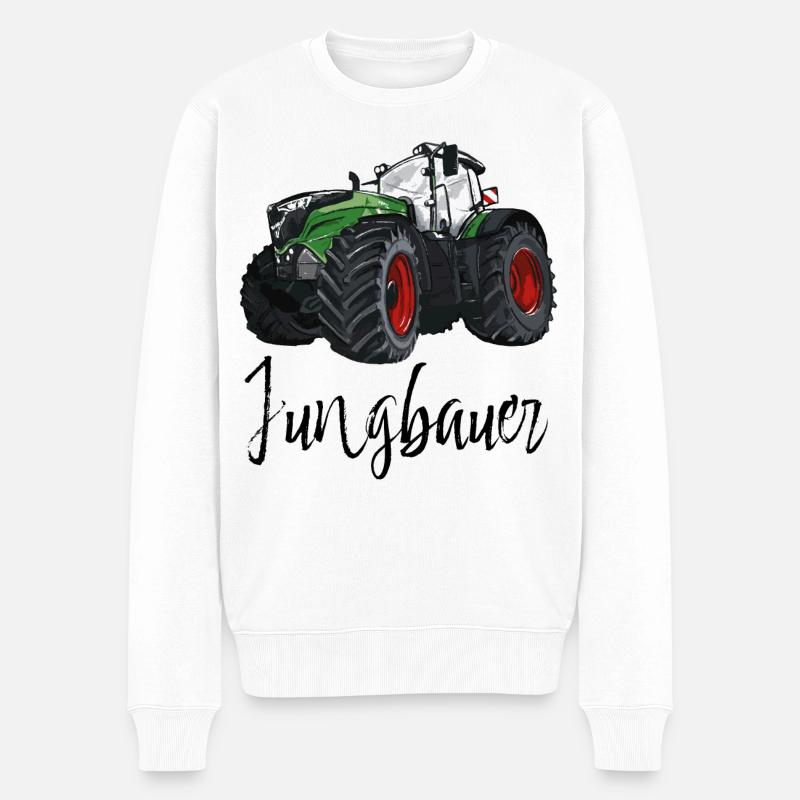 Jungbauer - Traktor, Babygeschenk, Bauernhof - Männer Premium Bio Pullover - Weiß