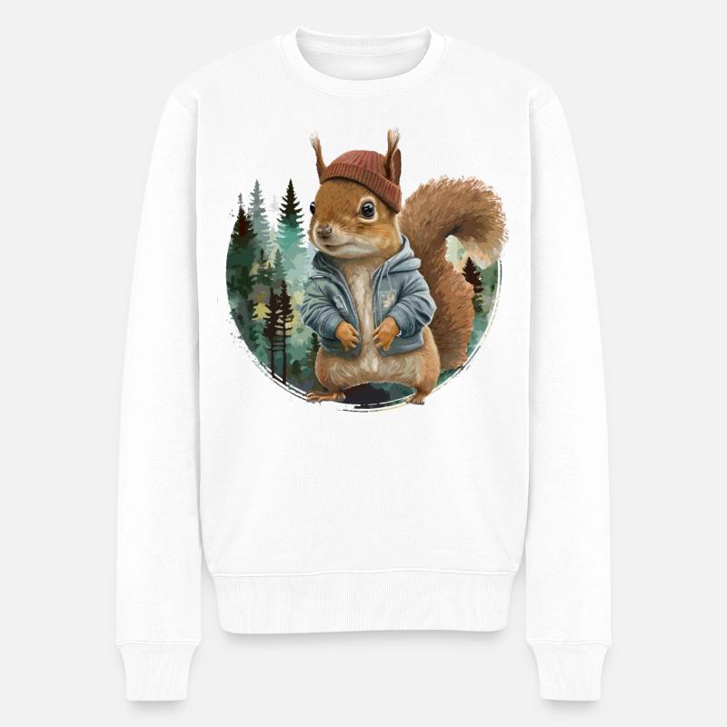 Niedliches Eichhörnchen - Männer Premium Bio Pullover - Weiß