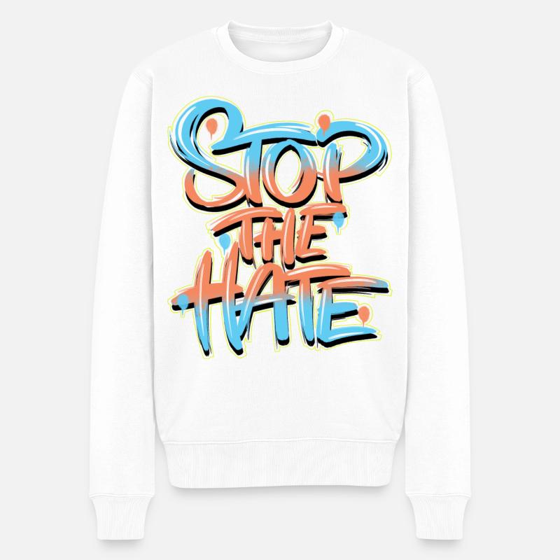 Stop Hate Graffiti - Men's Premium Organic Jumper - white