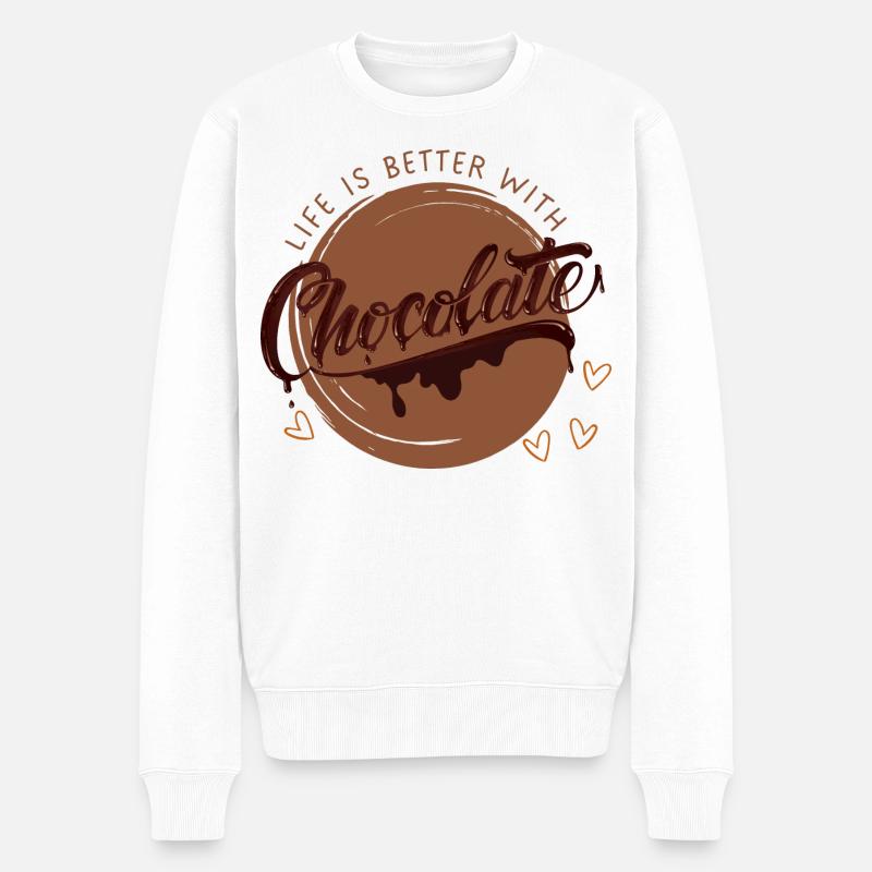 Life is better with chocolate - Chocolate Lover - Männer Premium Bio Pullover - Weiß
