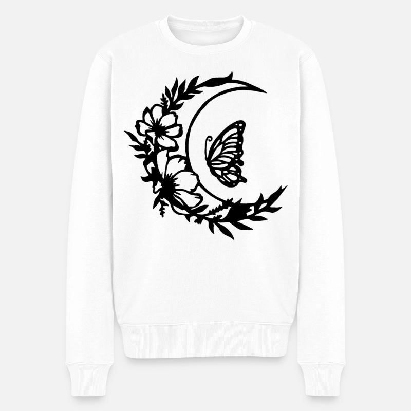Fleurs de lune (noir) - Pull Premium bio Homme - blanc