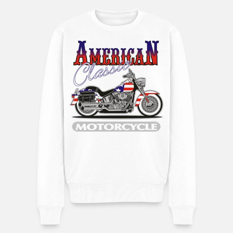 Klassisches amerikanisches Motorrad - Männer Premium Bio Pullover - Weiß