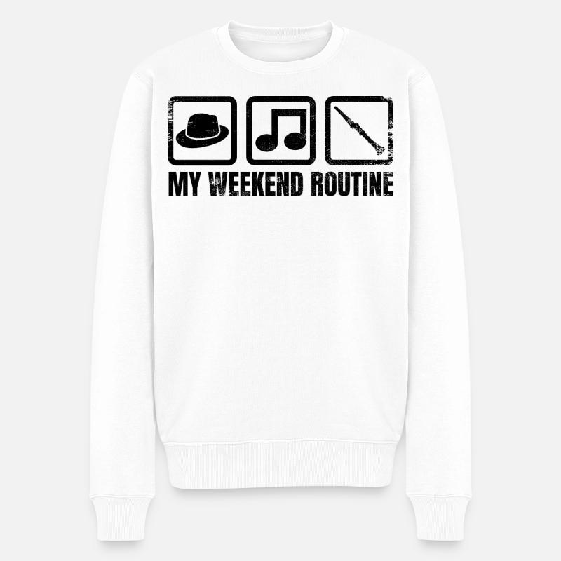 Meine Wochenendroutine - Männer Premium Bio Pullover - Weiß